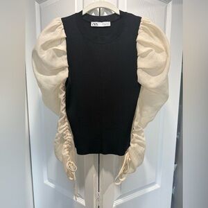 Zara Black Ribbed Knit Top